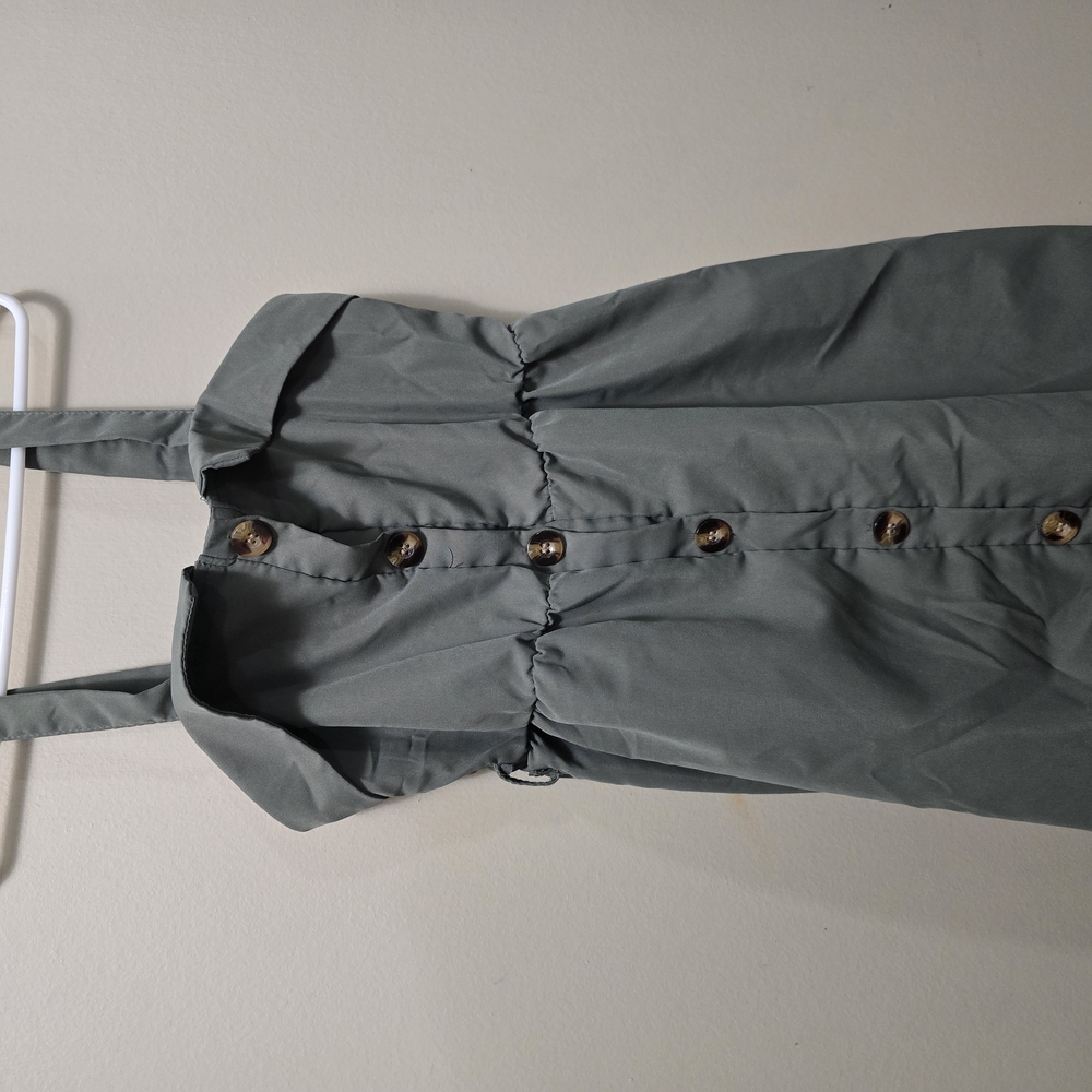 Chic Olive Green Button-Up Dress